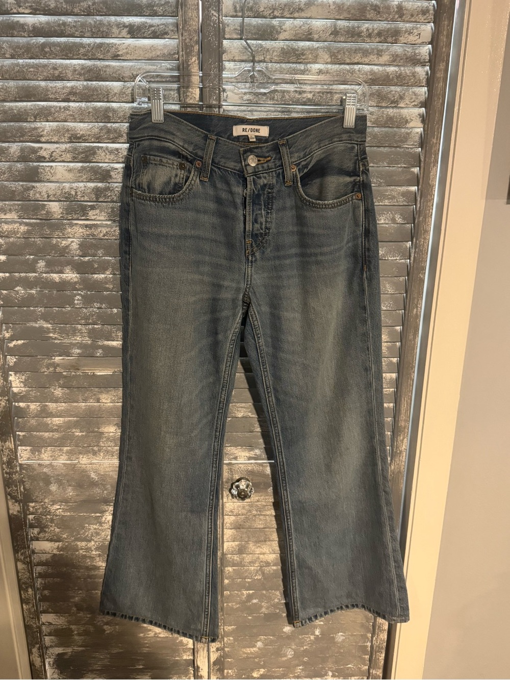 Re/Done Washed Gray Wide-Leg Jeans